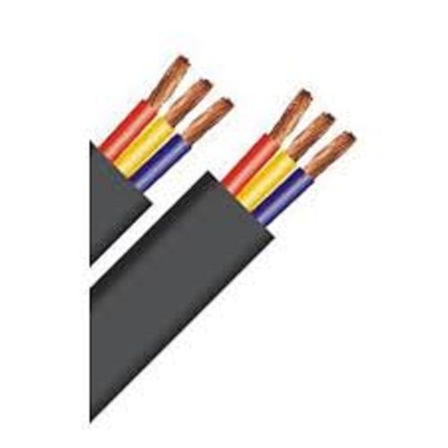 Black 220 V Copper Material 3 Core Color Electrical Flat Cable