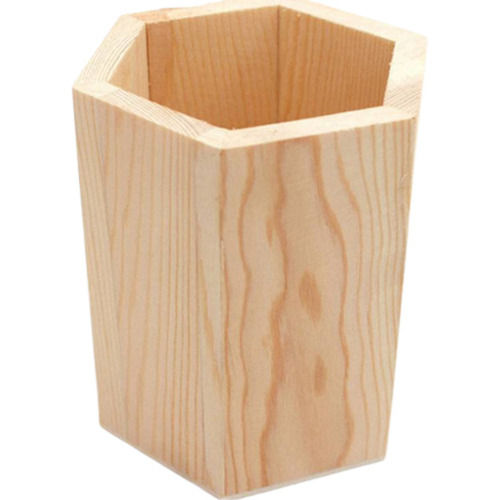 13x10x10 Cm Eco Friendly Hexagonal Wooden Pen Stands For Home And Office