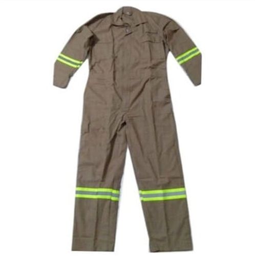 Khaki Full Sleeves Plain Unisex Fire Retardant Suit