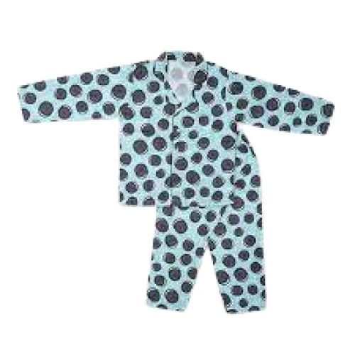 Blue With Black Girls Full Sleeves And Printed Pattern Night Suit