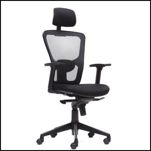 Black Office Revolving Computer Fabric Seat Chair with Plastic and SS Frame