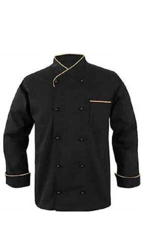 Free Size Full Sleeves and Stand Collar Black Chef Coat for Hotel Industry