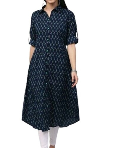 Collar Neck Cotton Kurti - Color: Multicolor