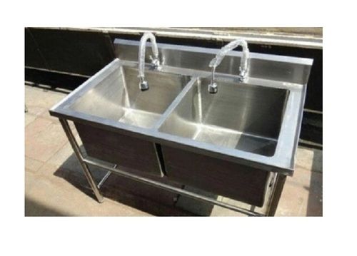 Floor Mounted Stainless Steel Double Bowl Kitchen Sink for Commercial Kitchen
