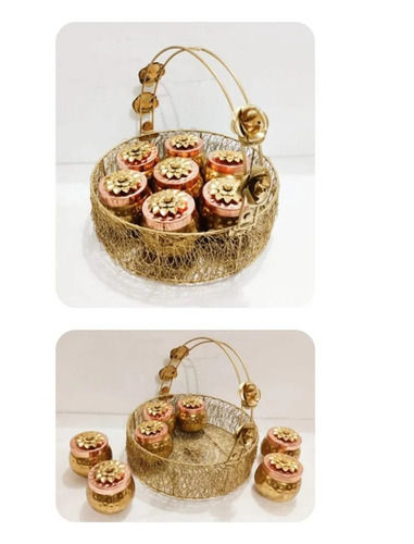 Meta Wire Gifting Basket Round Shape with Box Round Shape