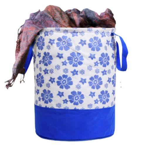 Flower Printed Foldable Round Non Woven Laundry Bag With Handles Handle Length: 4 Inch (In)