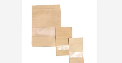 Eco Friendly Brown Color Packaging Pouch With Rectangular Shape