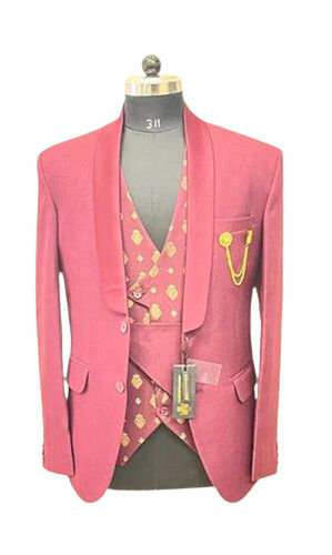 Casual Wear Designer Full Sleeves Pink Color Mens Suits