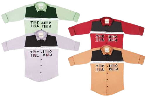 Automatic Skin Friendly Casual Wear Half Sleeves Kids Cotton Shirts With Normal Wash Care