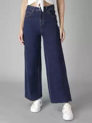 28 - 42 Inches Plain Dyed Regular Fit Bell Bottom Denim Jean For Women