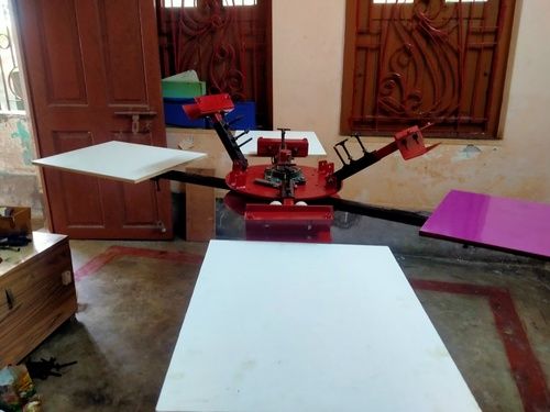 Plastic 4 Color 4 Station Screen Printing Machine Micro Adjustable