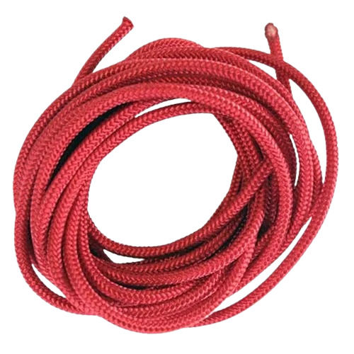 Red 50 Meter 4 Mm Thick Plain High Strength Soft Polyester Cord