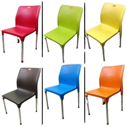Molded Poly-Carbonate Plastic And Stainless Steel Restaurant Chairs, Set Of 6 Piece