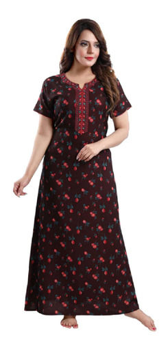 Whites Ladies Short Sleeve Full Length Cotton Printed Night Gown