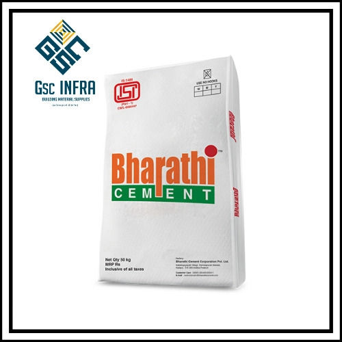 Bharathi OPC 53 Grade Cement 50kg Bag for Construction Work