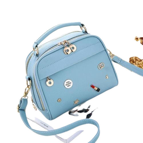 Ladies Lightweight Blue Fancy Handbag For Casual Wear Occasion