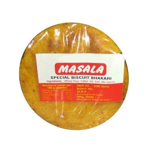 Yellow Delicious Spicy Crispy Textured Round Shaped Masala Bhakari Biscuit With 14% Fat Content