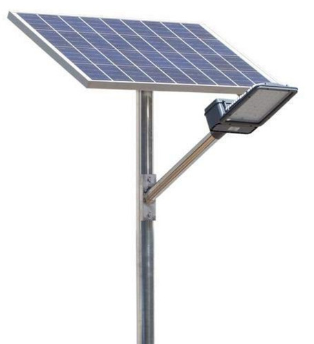 Solar LED Street Light - Polycrystalline Silicon & Aluminium, 24W Power, Blue & Silver Color | High Efficiency, Shock & Weather Resistance, Easy to Install, Manual Switch