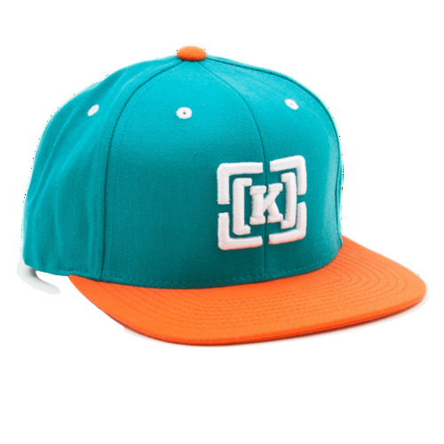 ग्रीन एंड ऑरेंज पॉलिएस्टर फैब्रिक ट्रेकिंग कैप