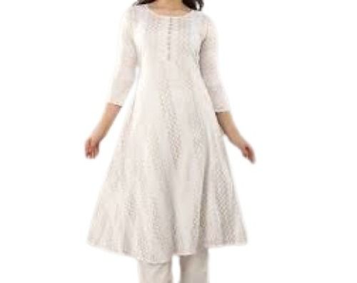 Premium Quality Cotton 3/4th Sleeve Breathable Plain Casual Wear Kurti