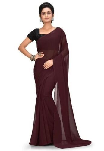 Summer Skin Friendly And Designer Party Wear Plain Georgette Saree With Blouse