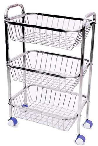 Polished Finish And Rectangular Stainless Steel Kitchen Trolley