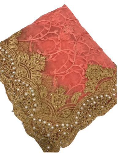 महिलाओं के लिए आरामदायक और पार्टी वियर ज़री वर्क एम्ब्रॉयडरी की हुई नेट साड़ी