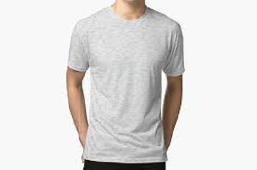 Grey Men Stylish Round Neck Short Sleeve Comfortable Plain Pattern Cotton T Shirt
