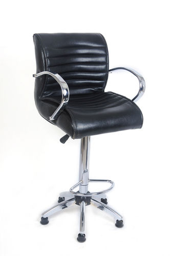 Revolving Medium Back Black Leather Revolving Bar Chair