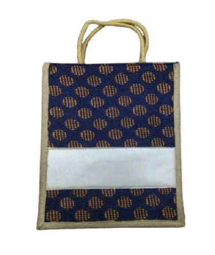 Yellow 12X11X 5.5 Inches Zipper Closure Vest Handle Printed Jute Bag 