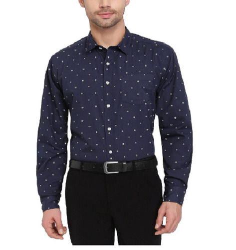 Mens Regular Fit Full Sleeves Spread Collar Casual Wear Printed Cotton Shirt 