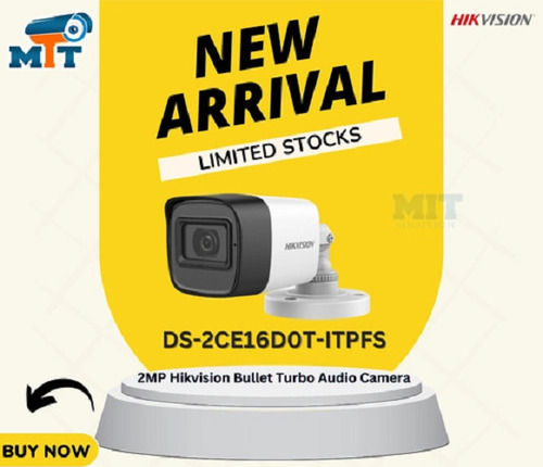  Hikivision Turbo 2 Mp वॉल माउंटेड नाइट विज़न इन्फ्रारेड Cctv बुलेट ऑडियो कैमरा इंडस्ट्रियल