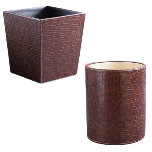 Antique Design Round & Square Shape Leather Dustbin