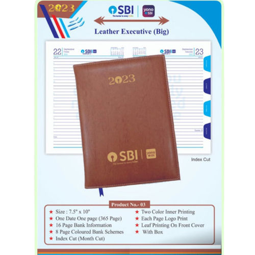 Cotton Silk Year 2023 Sbi Leather Executive Diary