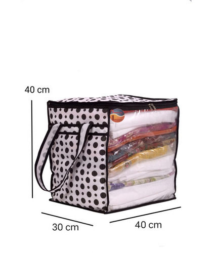 Designer Black Dots Non Woven Fabric Garment Cover/Clothes Organiser For Wardrobe