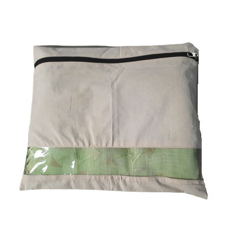 Reusable Plain White Pure Cotton Saree Packaging Bags With Zipper