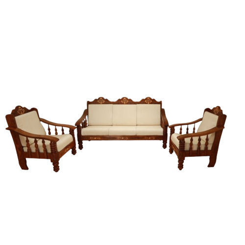 Brown 80 Kilograms Eco Friendly Polished Finish Oak Wood Sofa Set 