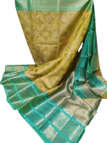 Breathable Traditional Party Wear Printed Cotton Silk Banarasi Sarees