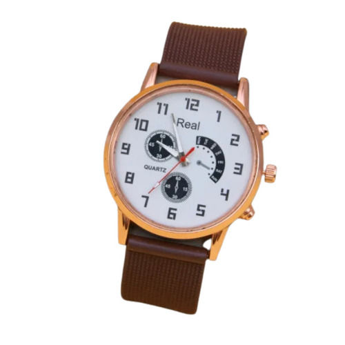 Acrylic Brown Round Dial And Strap Analog Wrist Watch For Men