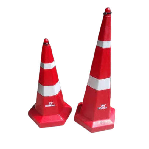 Nilkamal Stackable Plastic Road Traffic Safety Cones With With Chain Connector Base Material: Metal Base