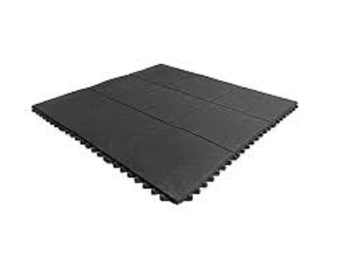 Light Weighted Portable Square Shape Slip Resistant Waterproof Washable Plain Rubber Gym Mat
