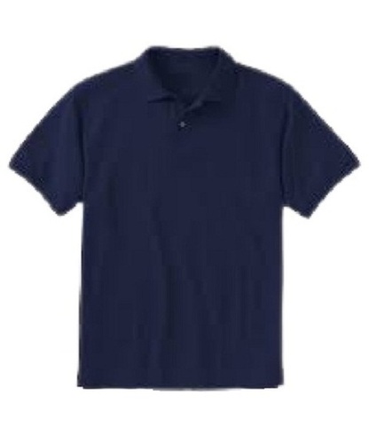 Men'S Plain Navy Blue Polo Neck Short Sleeve Casual Wear Cotton T-Shirt Gender: Male