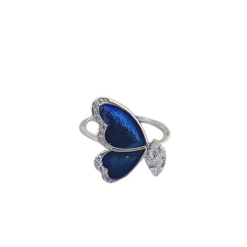 Butterfly Silver Gemstone Ring 2.78 Gm - Shape: Round