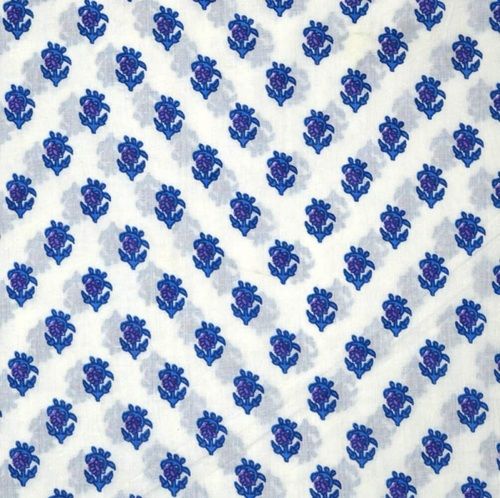 Blue With White Light Weigh Smooth Comfortable Printed Pure Cotton Fabric For Garments 