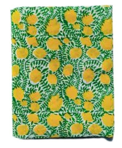 Green With Light Yellow Lightweight And Washable Printed 100% Cotton Non Woven Fabric