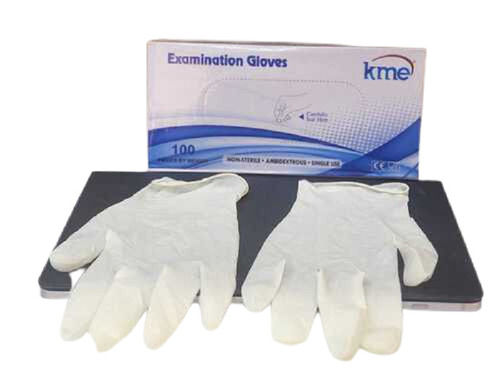 White Non Latex Powder Free Full Finger Examination Gloves - Medium