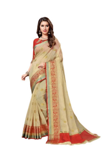 Bollywood Style Party Wear Foil Print Cotton Silk Saree With Blouse Piece For Women