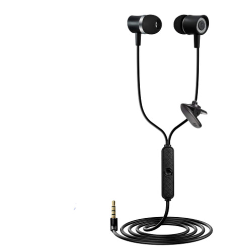 Light Weight Rubber And Plastic Earphone Black Color, Inbuilt