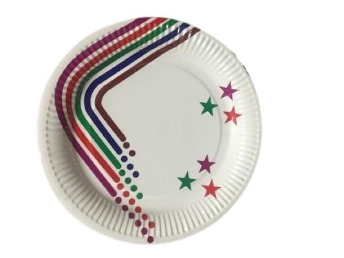 Multi Color Disposable Eco Friendly Round Shape Printed Paper Plate Pack Of 50