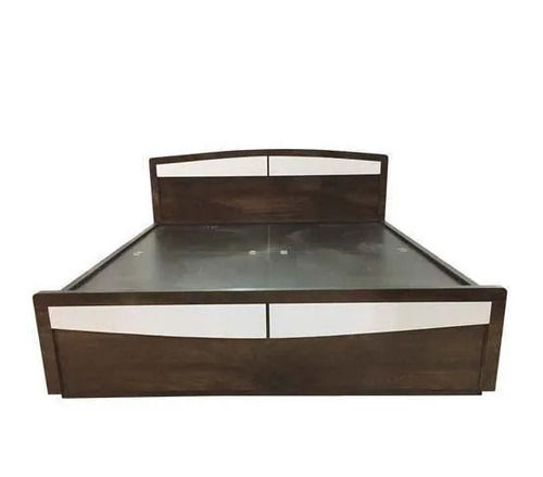 Machine Made Polished Finish Plain Rectangular Solid Wooden Double Bed For Bedroom